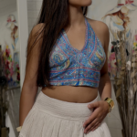 Top Crop Halter Azul