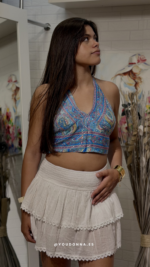 Top Crop Halter Azul