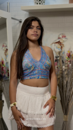 Top Crop Halter Azul - Imagen 2